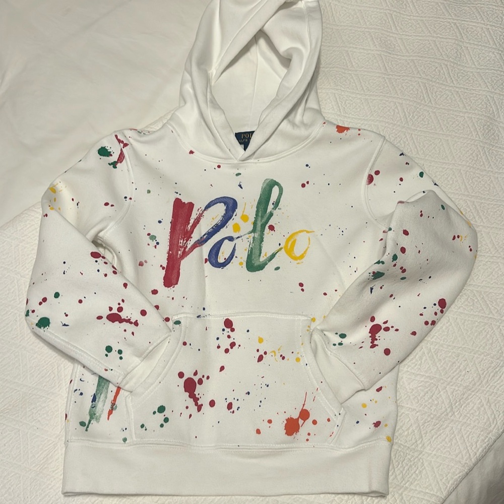 POLO RALPH LAUREN KIDS PAINT SPLATTERED HOODIE SIZE 7